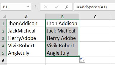 Hướng dẫn tạo khoảng trống giữa họ & tên trong Excel